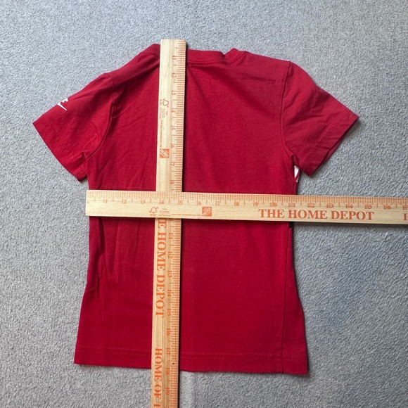 Nike T-Shirt Kids 4-5 Red Double Swoosh Graphic Short Sleeve Cotton Blend Tee - Picture 3 of 6
